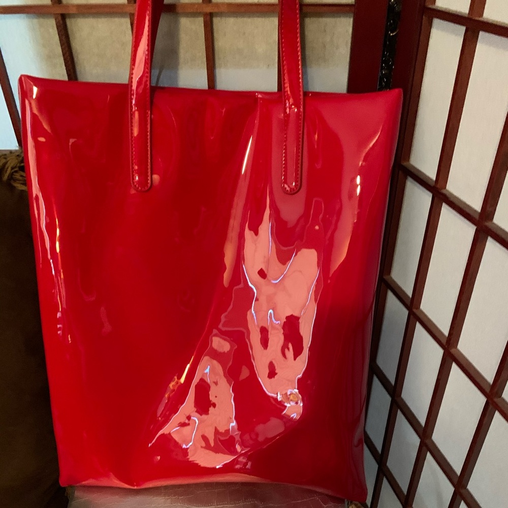 Red patent leather bag
